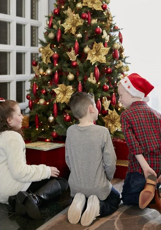 Coldra Court Hotel Family in Lobby at Christmas