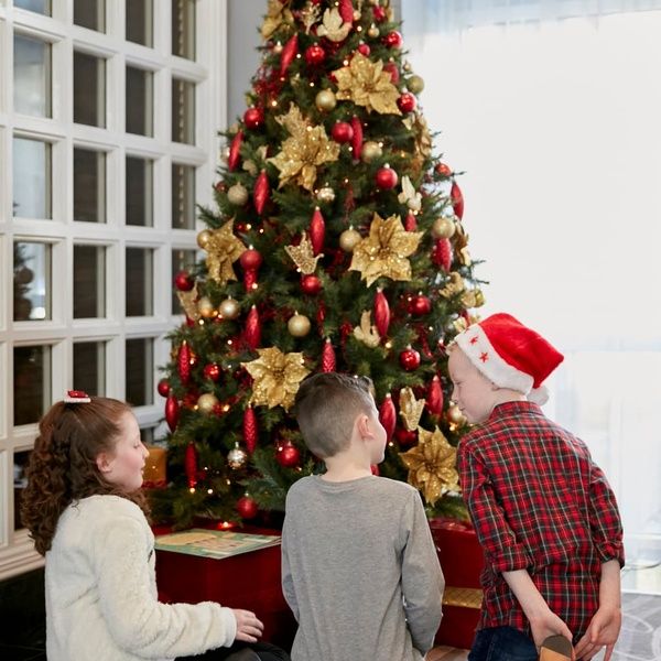 Coldra Court Hotel Family in Lobby at Christmas