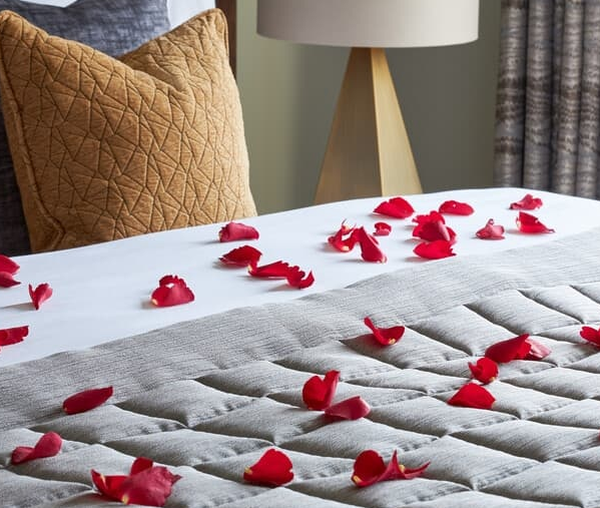 Rose Petal Display on Bed